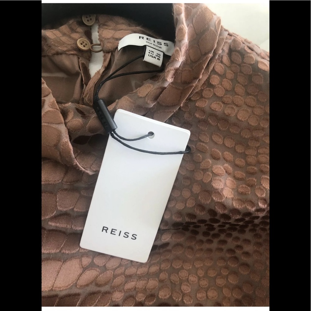 NWT REISS SNAKE PATTERN BURNOUT BLOUSE, Size 6-8